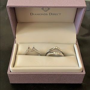 White gold engagement and wedding band